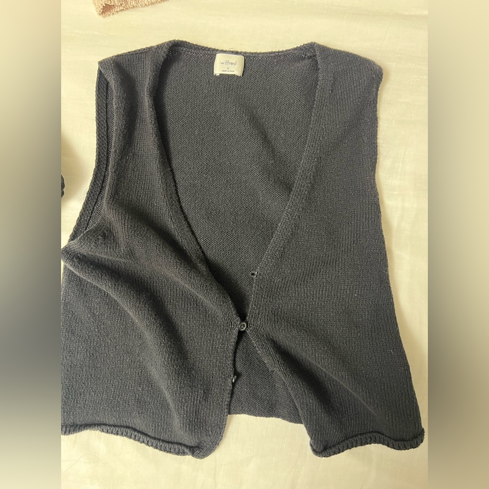 Wilfred aritzia black button down knit vest